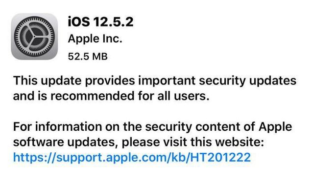 蓬溪苹果手机维修分享iOS12.5.2发布，建议所有老苹果用户安装 